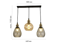 Подвесной светильник ZAR line 1R20V 3xE27-640x1100-BLACK/GOLD/CLEAR-220-IP20