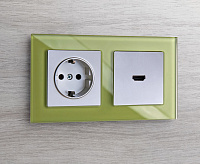 Веркель Розетка 1-ая с/з (серебряный) WL06-SKG-01-IP20/W1171006