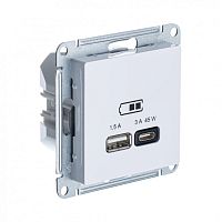 AtlasDesign Белый USB Розетка A + тип-C 45W высокоскор.заряд. QC, PD, мех.ATN000129