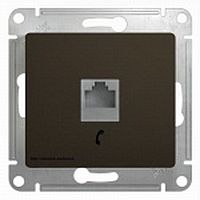 Розетка телефонная Schneider Electric Glossa GSL000881T, RJ11, металл, IP20, цвет шоколад