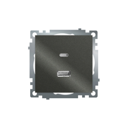 Катрин Розетка USB+type C 2-ая 250B 3A max 20w графит GLS10-7116-06 Катрин Розетка USB+type C 2-ая 250B 3A max 20w графит GLS10-7116-06
