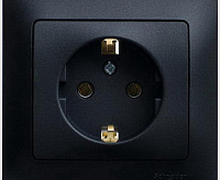 GLOSSA Розетка 1-ая с/з антрацит GSL000743