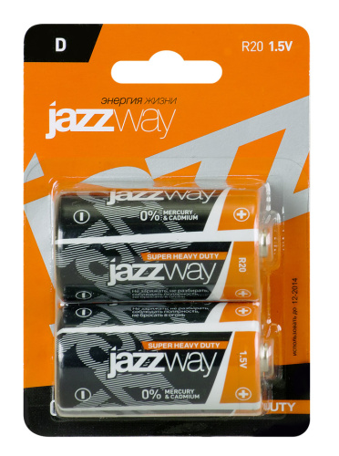 Батарейка R20 JAZZway Heavy Duty (Black) 2/12/288шт