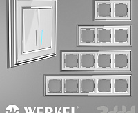 Веркель Рамка на 2 поста (белый/хром) WL17-frame-02