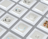 Веркель Выключатель 1-кл проходной с подсветкой (перламутровый рифленый) WL13-SW-1G-2W-LED