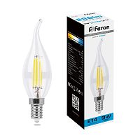 Лампа светодиодная FILAMENT  9W E14 6400K LB-74 свеча на ветру (Feron)