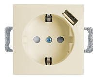Эрна Розетка 1-ая с/з с USB слоновая кость PST16-9111-02