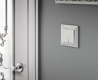 Веркель Выключатель 2-кл c подсветкой (перламутровый рифленый) WL13-SW-2G-LED/W1120113