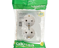 GLOSSA Розетка 2-ая с/з в сборе бел GSL000124