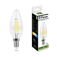 Лампа светодиодная FILAMENT  7W E14 4000K LB-66 свеча (Feron)