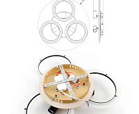 Люстра светодиодная "SONNE"downlight 80W 4R-APP-582x115-BLACK/WOOD/WHITE-220-IP20