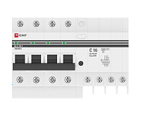 Дифференциальный автомат АД-4 16А/ 30мА (хар. C, AC, электронный, защита 270В) 4,5кА EKF PROxima сн/пр