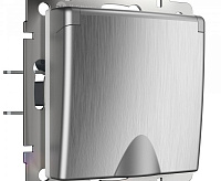 Веркель Розетка 1-ая влаг с/з с защ крышкой и шторками (серебряный рифленый) WL09-SKGSC-01-IP44 сн/пр