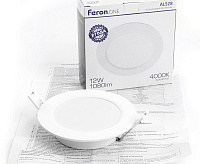 Светильник встраиваемый PPL-R 12W 4000K белый (круг) AL528 /Feron.ONE