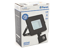 Прожектор светодиодный с датчиком движения 20W 6400K черный IP44 LL-906