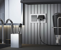 Веркель Розетка 1-ая влаг с/з с защ крышкой и шторками (черный матовый) W1271208 Hammer