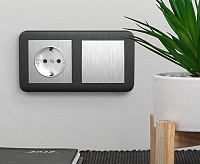 Веркель Розетка 1-ая с/з (cеребряный рифленый) WL09-SKG-01-IP20 / W1171009