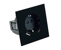 Мия Розетка 1-местная с/з, с&nbsp;&nbsp;з/ш+USB+Type C, черный бархат,RST16-3119-05