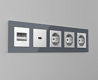 Веркель Накладка для двойной розетки Еthernet RJ-45 (cеребряный рифленый) WL09-RJ45+RJ45-CP сн/пр