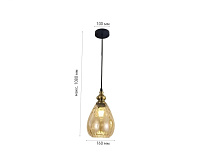 Подвесной светильник ZAR one OV 1xE27-160x1080-BLACK/GOLD/CLEAR-220-IP20