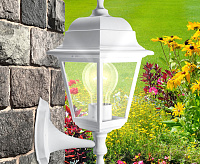 Светильник садово-парковый&nbsp;&nbsp;60W 230V E27 белый, на стену вверх НБУ 04-60-001