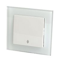 Катрин Переключатель 1-кл белый +рамка стекло GLS10-7005-01