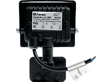 Прожектор светодиодный с датчиком движения 20W 6400K черный IP44 LL-906