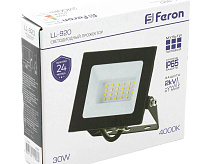 Прожектор светодиодный  30W 4000K IP65 черный LL-920