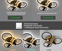 Люстра светодиодная "SONNE"downlight 80W 4R-APP-582x115-BLACK/WOOD/WHITE-220-IP20