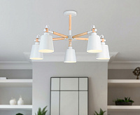 Люстра TR82208/5 WH/LW белый/светлое дерево E27/5 max 40W D780*430