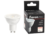 Лампа светодиодная&nbsp;&nbsp;7W GU10 4000K в черном корпусе с линзой 110 градусов LB-1607