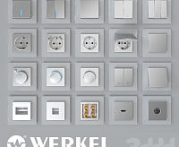 Веркель Выключатель 1-кл с подсветкой (серебряный рифленый) WL09-SW-1G-LED сн/пр