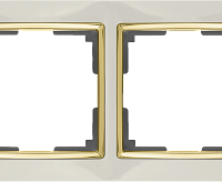 Веркель Рамка на 2 поста (Snabb слоновая кость/золото) WL03-Frame-02-ivory-GD