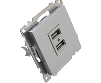 Катрин Розетка USB 2-ая 2.1A серебро GLS10-7115-03