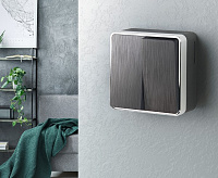 Веркель Выключатель двухклавишный проходной Gallant (графит рифленый) WL15-03-01