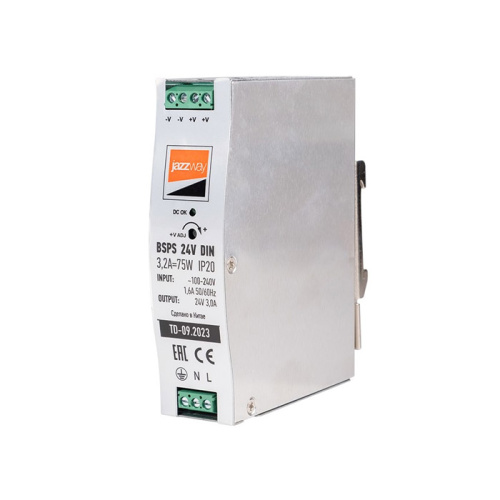 Драйвер BSPS DIN 24V  75W 3.2A IP20 (3г.гар) на дин.рейку JAZZway