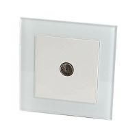 Катрин Розетка TV + рамка стекло белый GLS00-7008-01 сн/пр