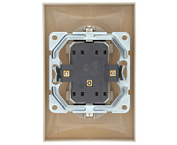 LK60 Розетка 2-ая с/з прямая со шторками бежевый 863701-1