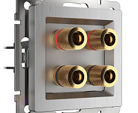 Веркель Акустическая розетка (серебряный рифленый) WL09-AUDIOх4