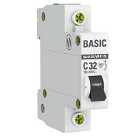 Автоматический выключатель 1P 32А (C) 4,5кА ВА 47-29 EKF Basic сн/пр