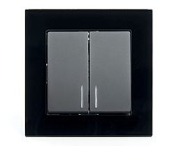 Катрин Выключатель 2-кл с подсветкой в сборе черный GLS10-7002-05