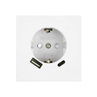 Мия Розетка 1-местная с/з с з/ш +USB+Type C, белая магнолия, RST16-3119-01