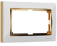 Веркель Рамка для двойной розетки (Shabb белый/золото) WL03-Frame-01-DBL-white-GD
