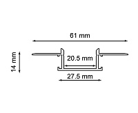 Профиль алюм встраив без крепежей серебро CAB254 (61*14*2000мм)