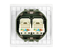 Мия Розетка компьютерная RJ-45 2х местная, белая магнолия, RST00-3111-01