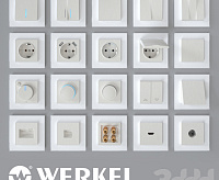 Веркель Выключатель 2-кл c подсветкой (перламутровый рифленый) WL13-SW-2G-LED/W1120113