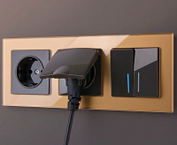 Веркель Розетка 1-ая влаг с/з с защит крышкой и шторками (серо-коричневый) WL07-SKGSC-01-IP44 сн/пр