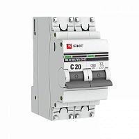 Автоматический выключатель 2P 20А (C) 4,5kA ВА 47-63 EKF PROxima сн/пр