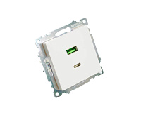 Катрин Розетка USB+type C 2-ая 250B 3A max 20w белый GLS10-7116-01
