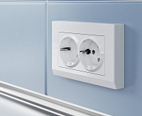 Веркель Рамка для двойной розетки (Stark белый) WL04-Frame-01-DBL-white